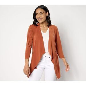 Susan Graver Women's Top Plus Sz Sweater 5X Liquid Knit Anorak Brown A374092